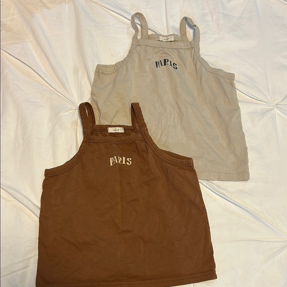 Toddler Paris Tank Tops in Brown and Tan